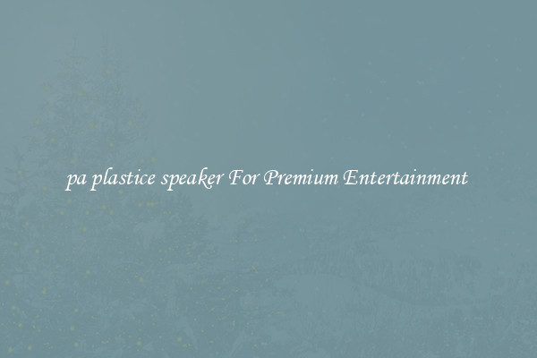 pa plastice speaker For Premium Entertainment 