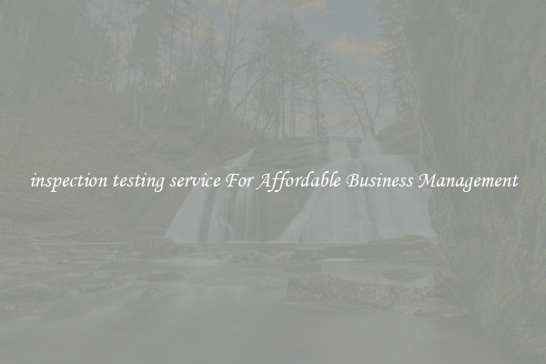inspection testing service For Affordable Business Management